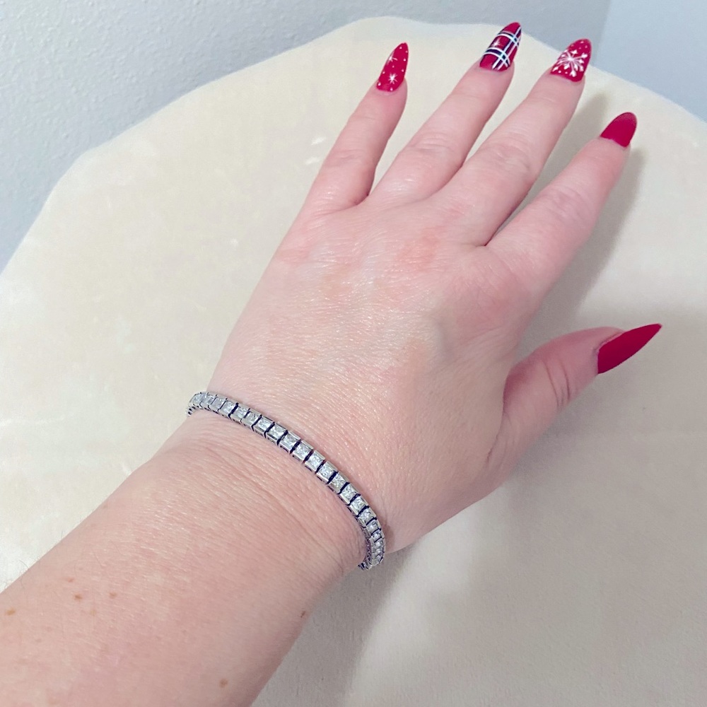 Cubic Zirconia & 925 Silver Tennis Bracelet